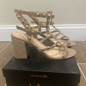 Lulu's Nude Studded Block Heel Sandals